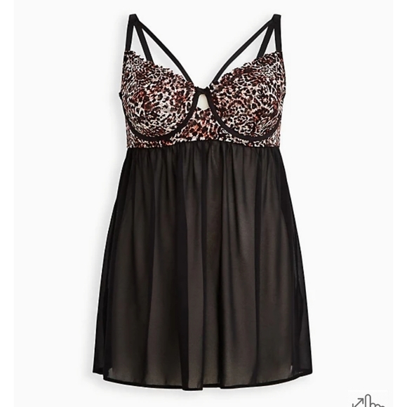 🆕️LEOPARD STRAPPY UNDERWIRE BABYDOLL - Picture 5 of 5